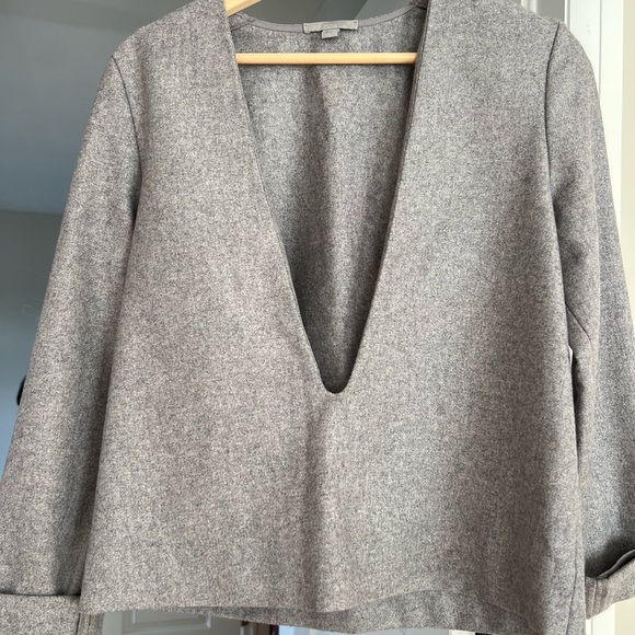 COS Grey Wool Plunging Neck Sweater Jacket - Picture 2 of 7